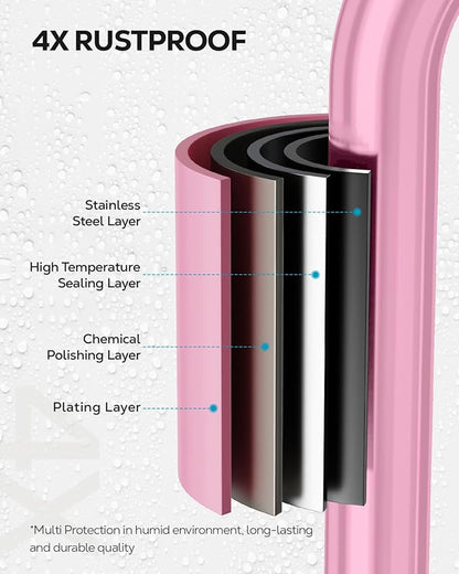 Nieifi Bar Soap Holder for Shower Wall with 4 Hooks, Stainless Steel Adhesive Soap Dish for Bathroom, Pink