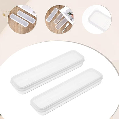 Tucnoeu 2pcs Clear Portable Flatware Box, Utensil Holder for Lunch Box, Simple Tableware Storage Box Spoon Case Fork Holder Chopstick Case