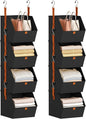 Homsorout Hanging Closet Organizer 4 Tier - Clothes Hanging Shelves, Space-Saving Closet System, Fabric Storage Bins Bedroom Organization, Collapsible Baskets for Home, Dorm, Rv, Black, 8 Pack