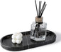 Koville Black Marble Vanity Tray for Bathroom Countertop, 10"x5" Natural Marble Catchall Tray Perfume Trays for Dresser, Stone Jewelry Dish Candle Holder for Home Decor, Stone Oval Trays