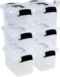 6 Quart Plastic Storage Box with Handle, Clear Latching Bin with Lids, 6 Packs