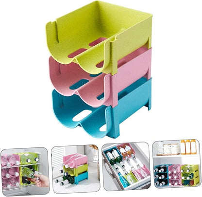 Mikinona 3pcs Stackable Beverage Storage Box for Fridge Drink Organization Bar Organizer Liquor Holder Easy Clean