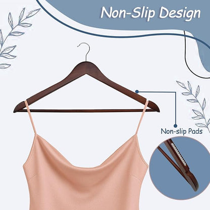 King Mills 19 Inch Plus Size Hangers, Extra Wide Hangers for Plus Size Clothes, Ganchos para Colgar Ropa, Ideal for XL, XXL Shirts, Coats, Dresses, Etc. Wood. Walnut 20pk