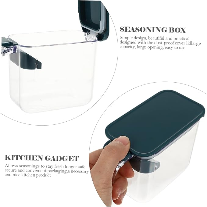 Mikinona Kitchen Seasoning Box Spoon Compact Condiment Jar for Easy Spice Storage Versatile Storage Container for and Seasonings for Kitchen Organization Style