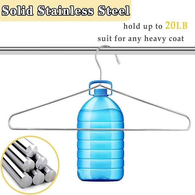 50 Pack Metal Coat Hangers Clothing Hangers Heavy Duty, Stainless Steel for Coat Clothes Shirt Suit Pant, 16.4 Inch Silver Wire Hanger
