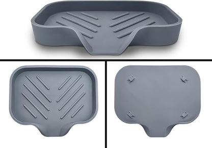 2 Pcs Grey Silicone Self Draining Rectangular Soap Dishes - Waterfall Soap Trays - Soap Dishes for Bar Soap - Soap Boxes - Soap Case - Soap Container - Soap Pads - Kitchen Sink - Shower - Bathroom