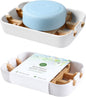Soap Dishes for Bar Soap,2 Pack Environmentally-Friendly Bathroom Soap Dishes (Removable),2Pcs/Set Bamboo Soap Dishes Holder,Bathroom Sink Soap Dish,White