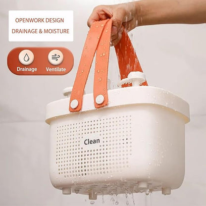 JiatuA Plastic Storage Basket with Handle Portable Shower Caddy Tote Organizer Basket Bin for Bathroom Kitchen Dorm Room Bedroom, Small Pink