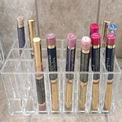 Acrylic Lip Gloss Holder Organizer, Lipstick Holder, 24 Slots Makeup Lip Gloss Lipstick Brushes Storage Display Case