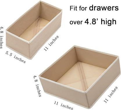 Bructhun Foldable Fabric Drawer Organizer Set 4 Pack Dresser Dividers - Sock Underwear Storage Bins Gray
