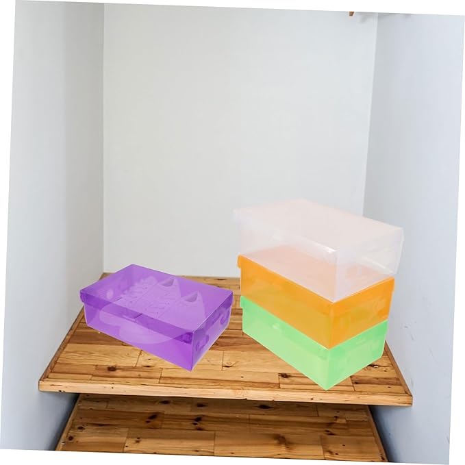 7Pcs Stackable Plastic Shoe Storage Boxes with Flip Covers Transparent Colored Organizer for Men Women Space-saving Sneaker Containers for Closet and Under Bed