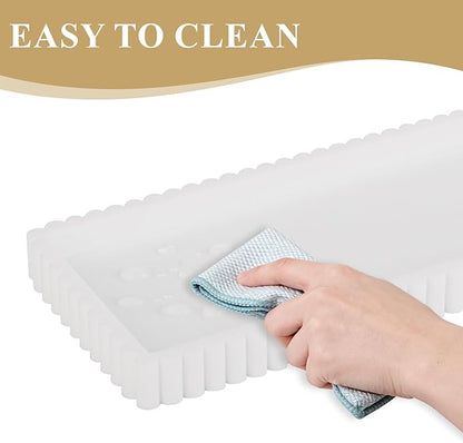Silicone Bathroom Tray Small Vanity Organizer Rectangle Sink Caddy Sponge Holder Kitchen Counter Decor for Dish Soap, Perfume, Candle, White