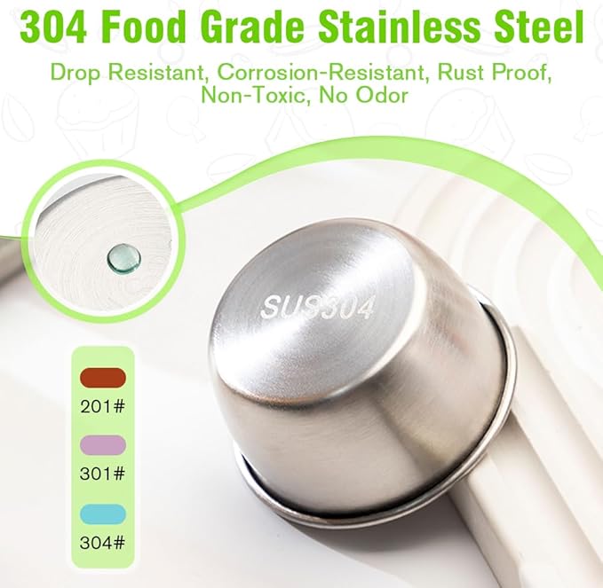 Showvigor 6-Pack 1.6oz Leakproof Salad Cups & 300ml Open-Top Stainless Steel Cup | Reusable Sauce Containers and Drinkware for Home, Office, Kitchen, Picnics – Dishwasher Safe