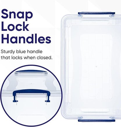 Superio Storage Bins with Lids, Clear Plastic Containers for Organizing, Stackable Totes, BPA Free, Odor Free, Organizer Boxes for Home, and Dorm (4 Pack, 14.7 Qt)