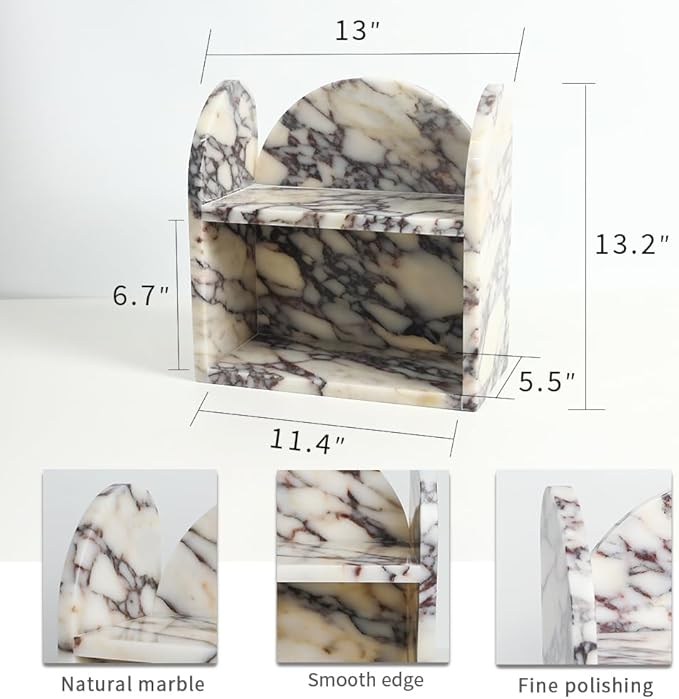 DUANYAN Marble Bathroom Counter Organizers and Storage, 2-Tier Luxurious Makeup Organizer for Perfume Cosmetic Skincare Jewelry, Natural Marble Counter Shelf, No Assembly Required