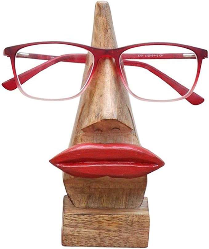Gifts Eyeglass Spectacle Holder Stand Wooden Lips Shaped Handmade Home Décor