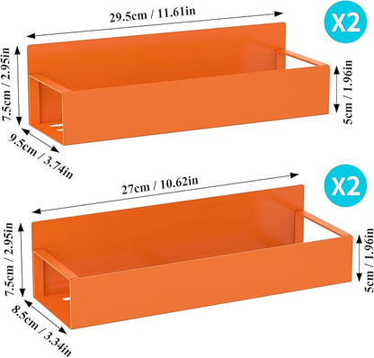 HuggieGems 4 Pack Magnetic Spice Storage Rack Organizer for Refrigerator and Oven, Orange Fridge Organizers and Storage