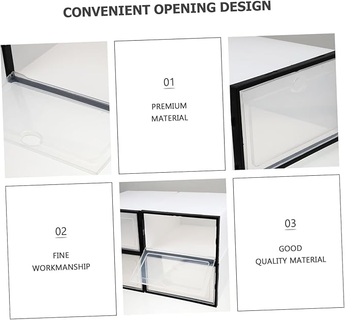 Outanaya 4pcs Plastic Shoe Storage Boxes Stackable Holders for Easy Organization and Dust for Home Dorm and Shoe Stores