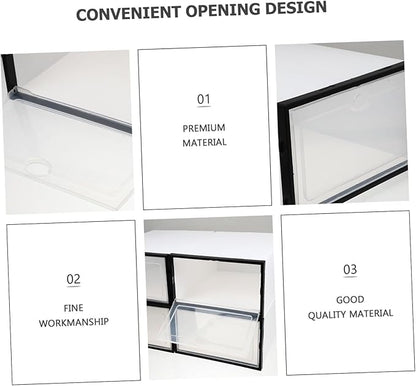 Outanaya 4pcs Plastic Shoe Storage Boxes Stackable Holders for Easy Organization and Dust for Home Dorm and Shoe Stores