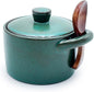 Ceramic Salt Cellar With Lid & Spoon,8oz Salt Container For Countertop,Sugar Bowl,Spice Jar(Green)