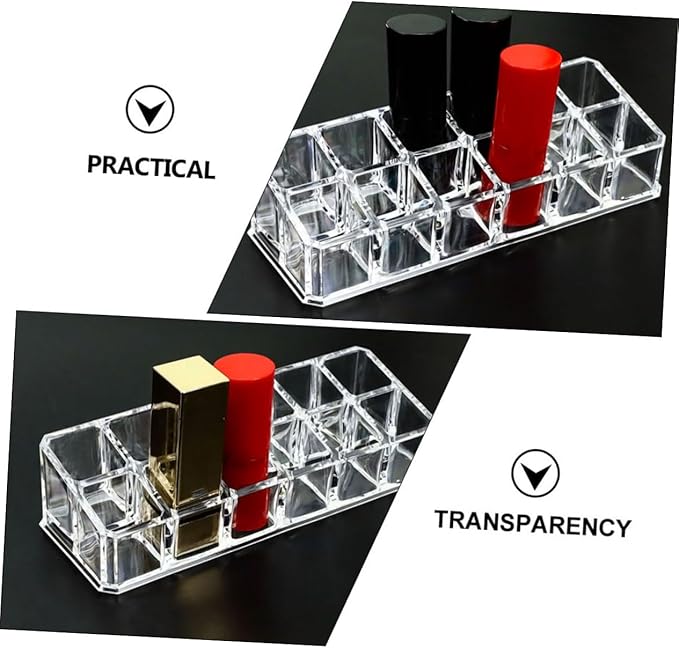 CALLARON 12-Slot Lipstick Organizer Box 3pcs Makeup Storage Case for Vanity Display Sturdy Lip Gloss Holder for Beauty Supplies