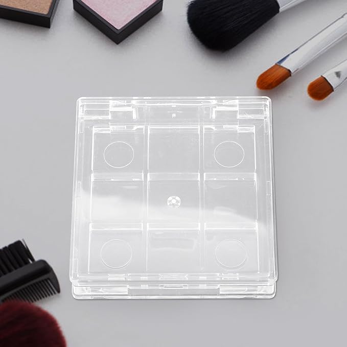 Veemoon Empty Makeup Lipstick Palette, 2pcs 9-Grid Plastic Eyeshadow Case Portable Diy Blush Pan Depotting Makeup Containers Lipstick Dispensing Organizer Storage Boxes for Make up Sample Travel