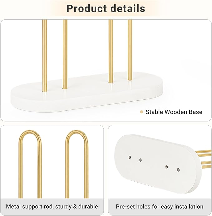 Dahey Scrunchie Holder Hair Tie Organizer Stand 2 Tier Metal Scrunchies Organizer Modern Hair Accessories Organizer Storage Display 50-70 Scrunchies Jewelry Scrunchy Holder for Girls, Gold