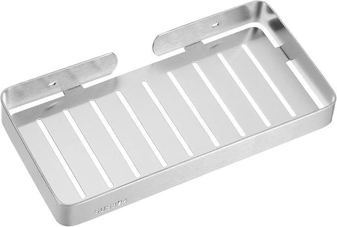 uxcell Soap Dish Holder, 304 Stainless Steel Soap Bar, Wall Mounted Soap Tray with Installation Kits, Soap Saver for Shower Kitchen Counter (Brushed Silver)