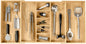 KitchenEdge Adjustable Kitchen Drawer Organizer for Utensils and Junk, Food-Safe Contract Grade with 100% Sustainable Wood, Expandable from 19 to 33 Inches Wide - Natural Bamboo