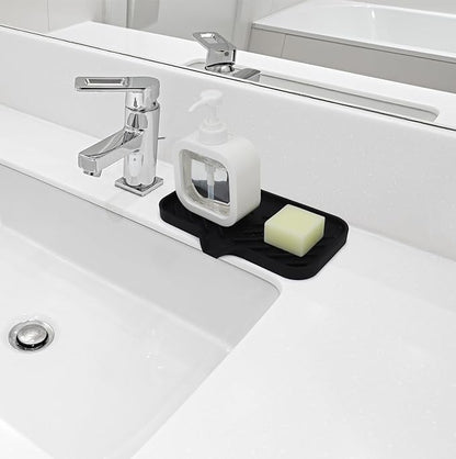 Yasmen Silicone Bathroom Soap Dishes, Sink Sponge Holder for Kitchen, Rubber Soap Dish with Drain, Shower Soap Sponge Tray, Sink or Counter Organizer, for Bar Soap, Bottle, Dish Soap Dispenser-Black