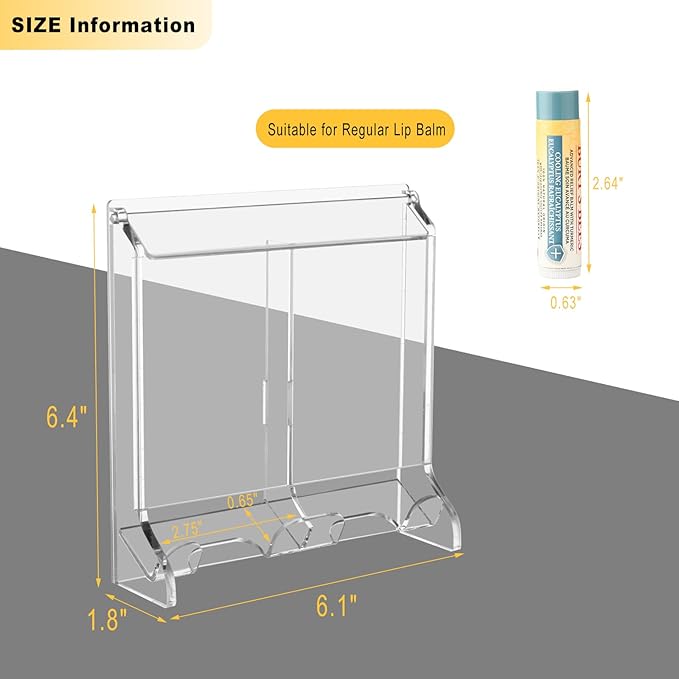 Beautyflier Clear Acrylic Lip Balm Dispenser, Organizer Holder for Lip Balm, Stackable Containers Freestanding Counter Display Stand for Lipsticks, Glosses, Lip Balm (Holder Only)