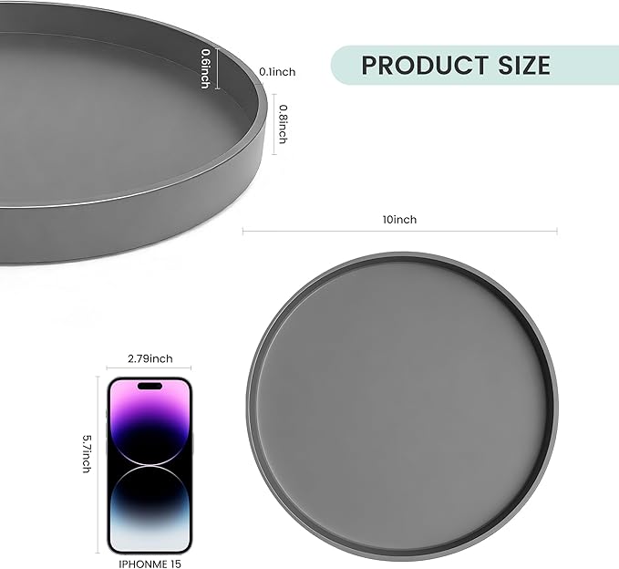 1 Pack 10" Bathroom and Vanity Tray, ABS Bathroom Counter Organizer, Coffee Table Decor for Perfume, Candles, Keys &More. Kitchen Countertop Organizer, Decorative Tray Soap Holder, Grey