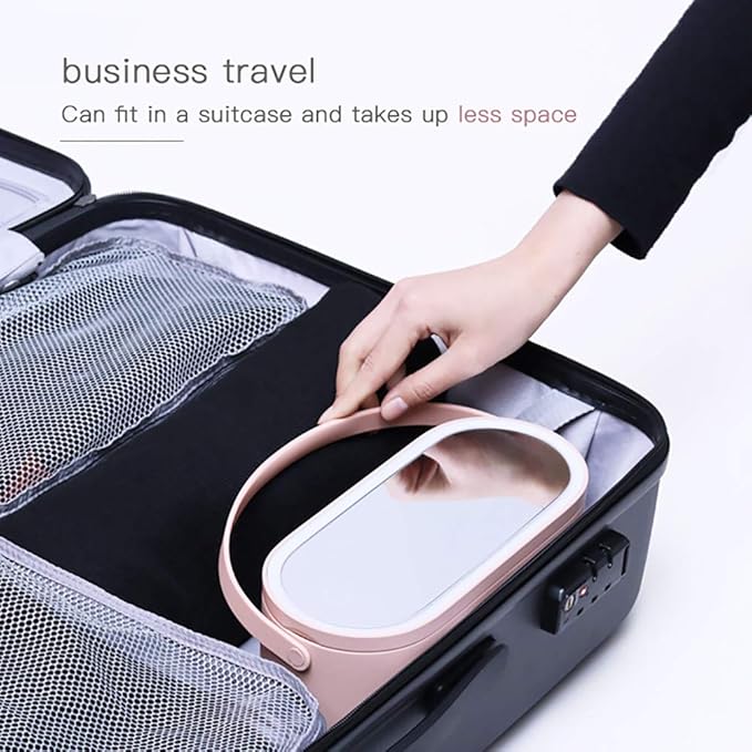 Travel Makeup Organizer Box with LED Mirror, Portable Makeup Case Touch Switch Home Cosmetic Box Jewelry Organizer Birthday Valentine's Day Gift for Women Girls,Pink