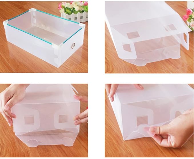 Gadpiparty 6pcs Large Dustproof Shoe Boxes 33x20x12cm White Plastic Shoe Storage Containers with Flip-top Lid for Home Closet Organization