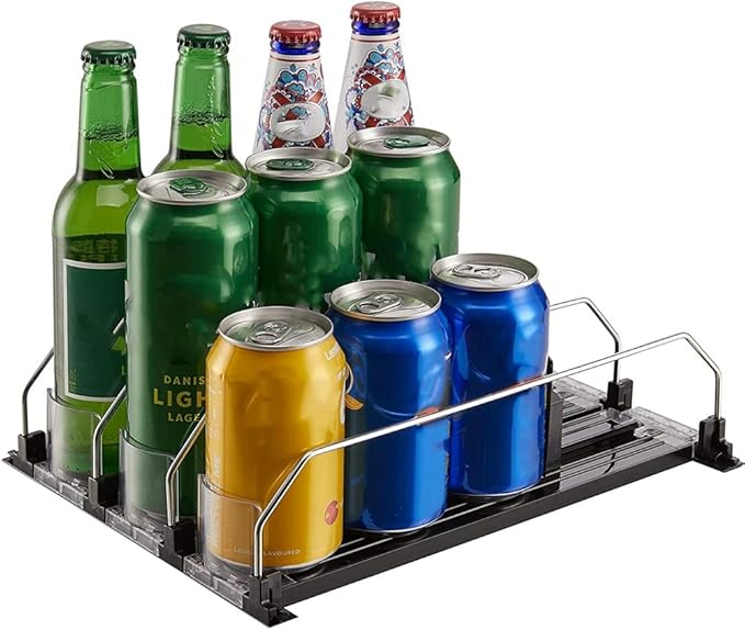 Soda Can Dispenser Beverage Display Rack Fridge Can Dispenser for Refrigerator with Adjustable Glide - Perfect for Soda, Beer, and Other Beverages