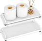 Gypie 2 Pack Bathroom Vanity Tray, Toilet Tank Tray with Handle, Bathroom Trays for Counter, Toilet Tank, Kitchen (White)