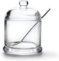 HillSpring Thick Glass Salt Cellar with Stainless Steel Spoon, Clear Container for Kosher, Sea, Himalayan Salt, Sugar, Pepper, Heavyweight Spices Jar, 10 oz (1, Transparent, Medium)