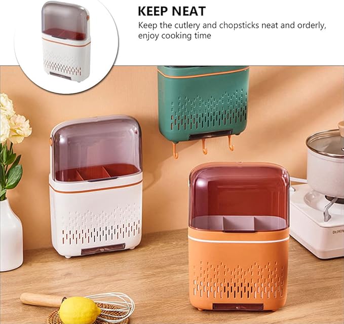 DOITOOL Wall Mounted Chopstick Holder with Drainage Kitchen Storage Rack 11.81X7.87X3.93In Space Saving Cutlery Organizer for Home Kitchen Flatware Storage