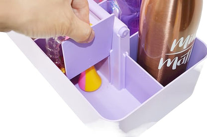 Plastic Portable Makeup Caddy Tote Divided Basket Bin with Handle, for Bathroom Storage - Holds Blush Makeup Brushes, Eyeshadow Palette, Lipstick - Extra Large Made In USA