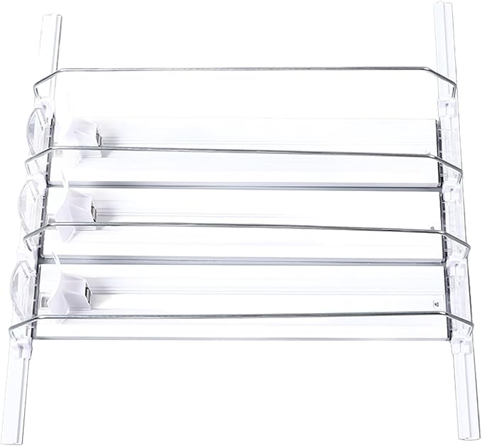 Soda Can Dispenser Organizer for Fridge Automatic Pusher 38cm E Shaped (White)