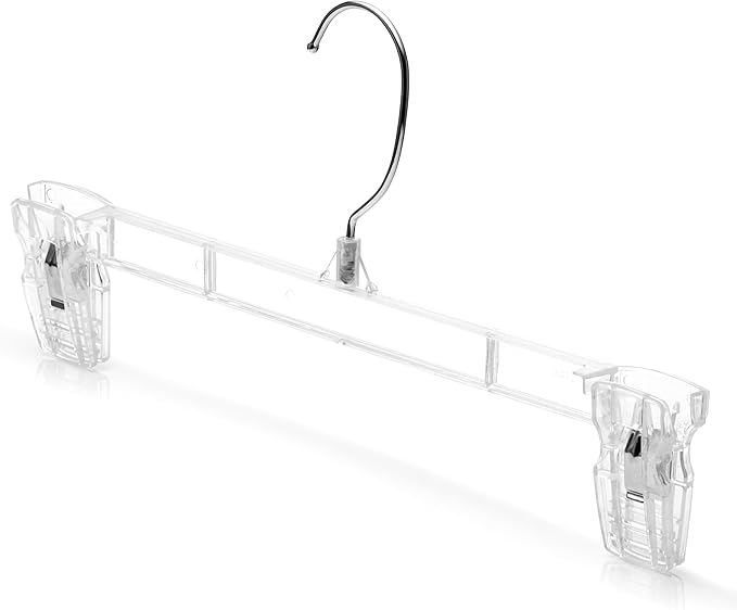 DEILSY™ Pants Hangers with Clips – 12 inch Space Saving Pants Hangers - Stylish Jeans Hangers for Closet Organization - Durable Hangers for Pants, Skirts, Jeans, Shorts, Trousers - 30 Pack