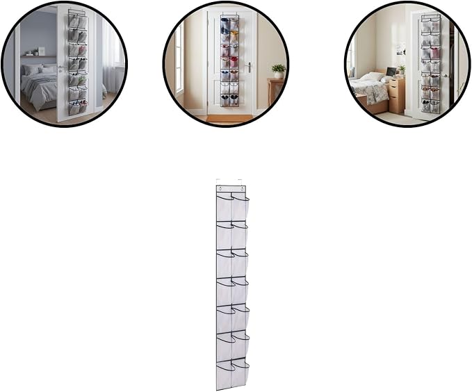 Over the Door Shoe Organizer for Bedroom Door with Multiple Pockets - Hanging Shoe Storage Bag Caddy