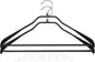 Mawa by Reston Lloyd BodyForm Series Non-Slip Space Savings Clothes Hanger with Pants Bar, 16-1/2", Style 42/LS, Set of 2, Black