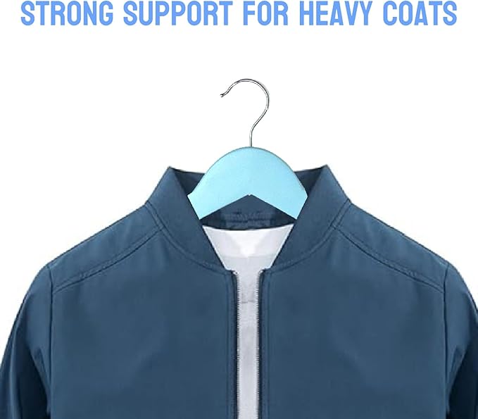 Fresh Blue Wooden Hangers 20 Pack for Adults Heavy Duty Non-Slip Clothes Hangers, Colorful Wood Hangers Pack of 20 Sturdy Coat Hangers for Men Women Shirts Pants Coats Assorted Colors (Blue)