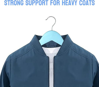 Fresh Blue Wooden Hangers 20 Pack for Adults Heavy Duty Non-Slip Clothes Hangers, Colorful Wood Hangers Pack of 20 Sturdy Coat Hangers for Men Women Shirts Pants Coats Assorted Colors (Blue)