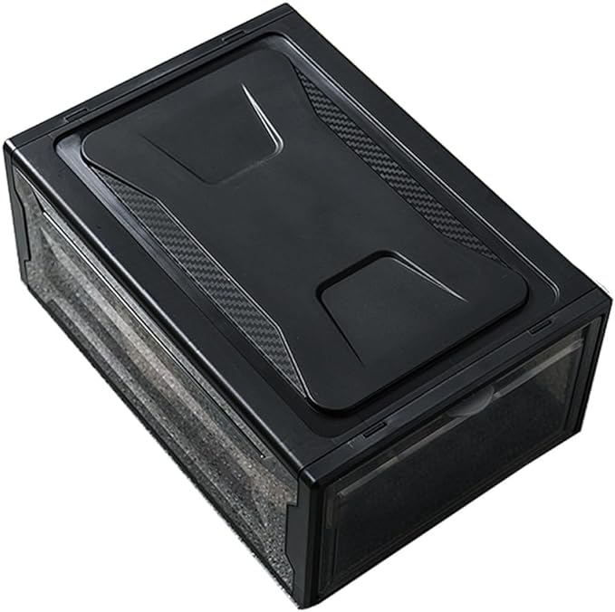 BESPORTBLE Transparent Stackable Shoe Storage Box with Locking Clip Compact Dark Organizer for Sneakers Socks Handbags Office Items Space-saving Household Shoe Container for Easy Access and