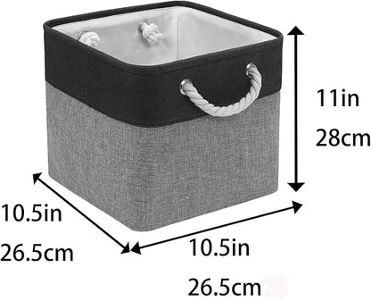 Cube Storage Bins, Collapsible Fabric Cube Storage Bin, 11 Inch Cube Storage Bins with Handles, Foldable Storage Cubes (Black/Gray, 6Pack)