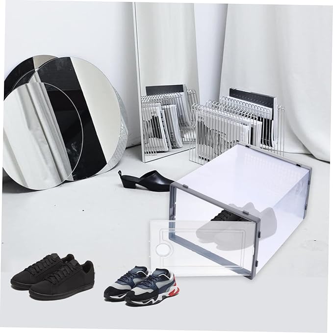 Ipetboom 2 Pcs Transparent Plastic Shoe Box Drawer Organizer PP Material Stackable Shoe Storage Container Protects Sneakers Boots for Closet Entryway