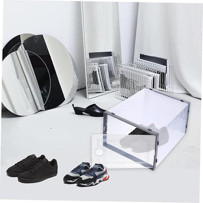 Ipetboom 2 Pcs Transparent Plastic Shoe Box Drawer Organizer PP Material Stackable Shoe Storage Container Protects Sneakers Boots for Closet Entryway