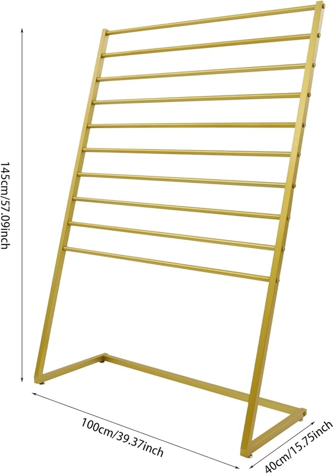 Scarf Display Stand, 10 Tier Metal Scarf Holder Organizer, Scarf Hanger Scarf Holder Scarf Organizer Belt Organizer Pants Rack Scarf Rack for Commercial Clothing Retail Store (Gold, 100cm)